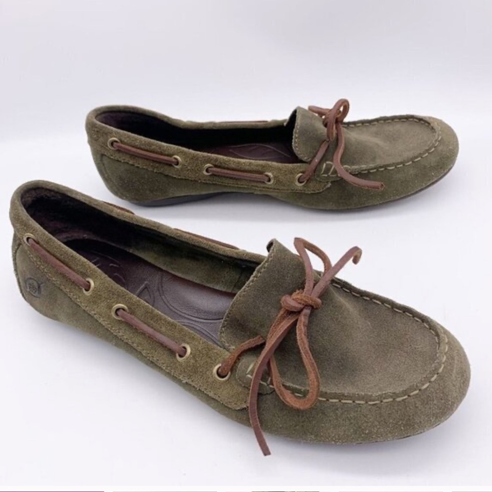 Born | Women’s Olive Green Suede Leather Slip On Driving Loafers Moccasins 8.5 - Picture 16 of 16